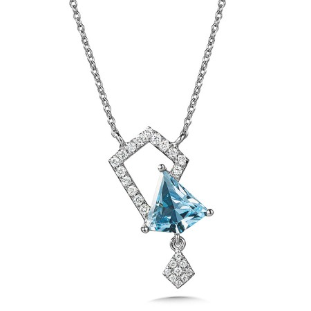Asymmetrical Sky Blue Topaz and Diamond Kite Necklace
