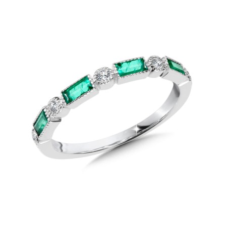 Diamond and Emerald Wedding Band