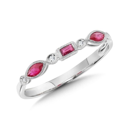 14K White Gold Ruby and Diamond Ring