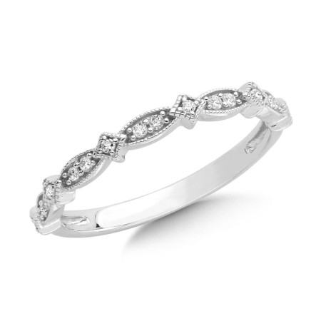 14k White Gold and Diamond Stackable Ring