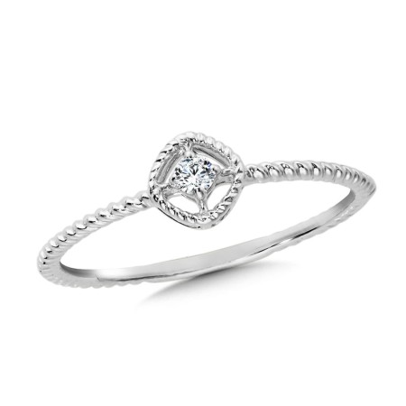Decorative Cushion Solitaire Diamond Fashion Ring in 10K White Gold