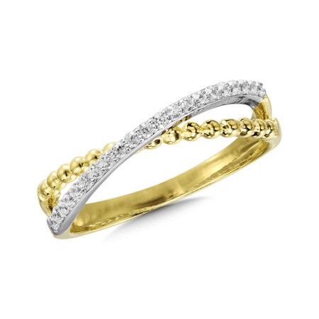 Decorative Criss Cross Diamond Fashion Ring