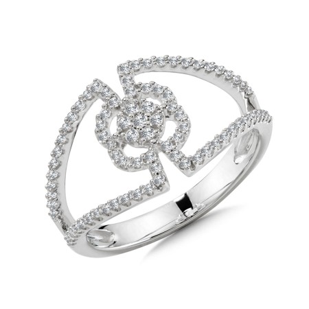 14K White Gold Pave Diamond Ring