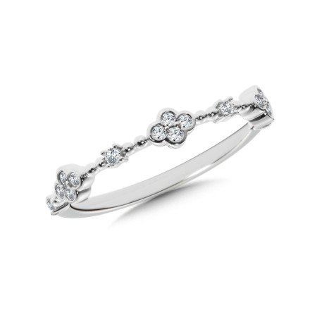 14K White Gold Diamond Stackable Ring