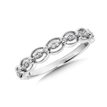 14K White Gold Diamond Stackable Ring