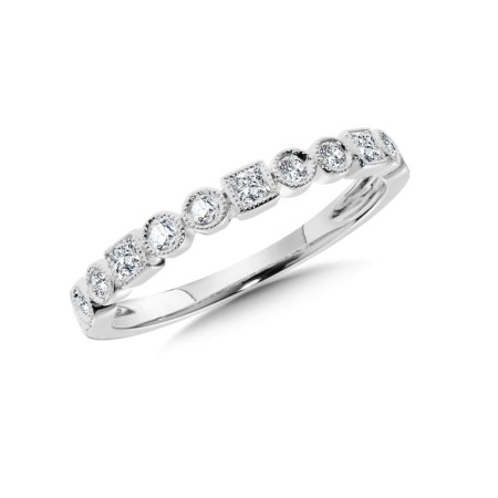 Vintage Milgrain-Beaded Diamond Stackable Band