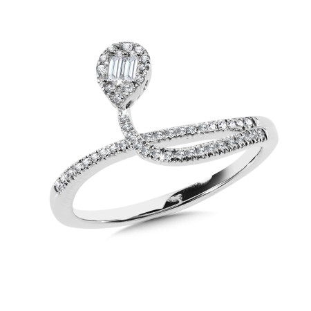 14K White Gold Criss Cross Pear-Shaped Cluster Diamond Ring - CDD3102-W