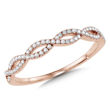 14K Rose Gold Criss Cross Stackable Band - CDD3103-P
