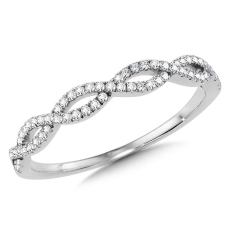 14K White Gold Criss Cross Stackable Band - CDD3103-W
