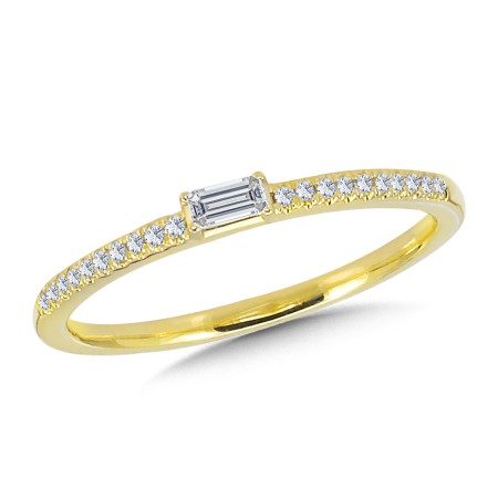 Yellow Gold Baguette Diamond Stackable Band