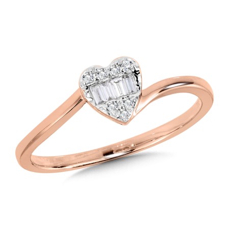 10K Baguette Diamond Bypass Heart Ring