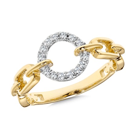10K Diamond Circle & Polished Paperclip Ring
