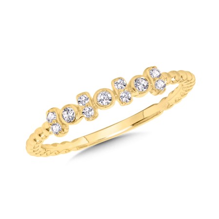 10K Beaded Band Stackable Diamond Ring