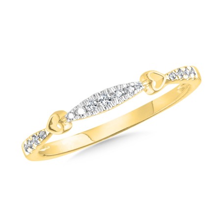 10K Two Hearts Stackable Diamond Ring