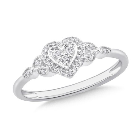 White Gold & Diamond Heart Promise Ring