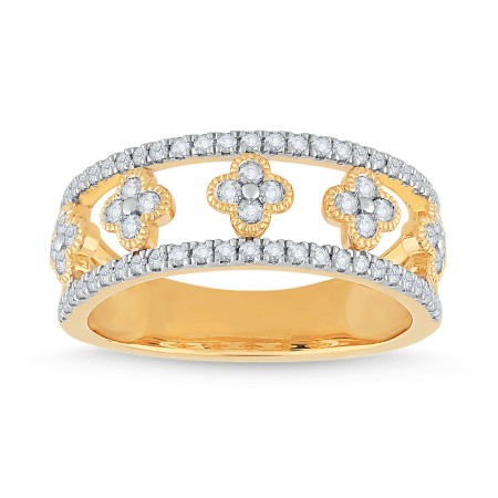 14K Gold & Diamond Clover Ring
