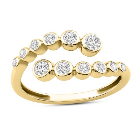 14K Bezel-Set Diamond Bypass Ring