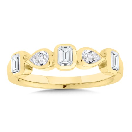 14K Gold & Alternating Shape Diamond Ring