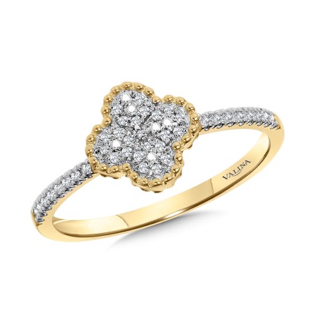 Milgrain-Beaded & Pave Diamond Klover Ring