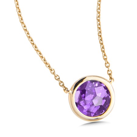 Amethyst Layering Pendant in 14K Yellow Gold 