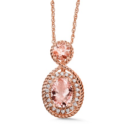 Morganite & Diamond Pendant in 14k Rose Gold 