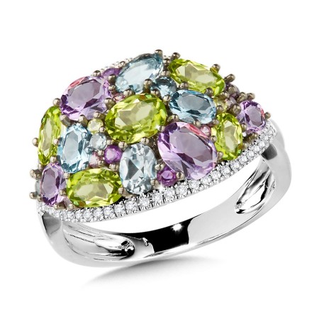 Mixed Gemstone and Diamond Ring: CGR164W-DMIX