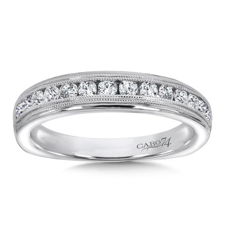 Channel Set Diamond Wedding Band in 14K White Gold
