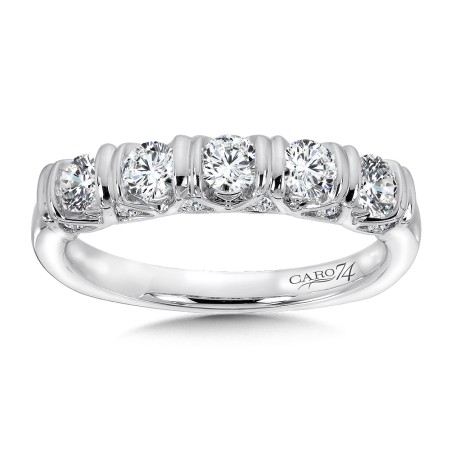 Bar-Set Diamond and 14K White Gold Wedding Band