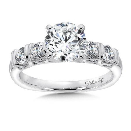 Modernistic Collection Engagement Ring With Bar-Set Diamond Side Stones