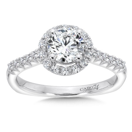 Classic Elegance Collection Halo Engagement Ring with Side Stones