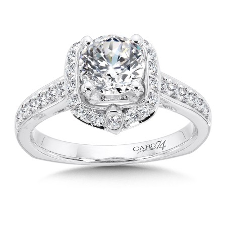 Inspired Vintage Collection Halo Engagement Ring with Side Stones