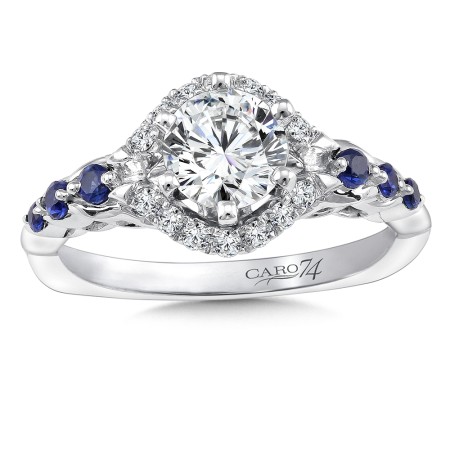 Diamond and Blue Sapphire Engagement Ring