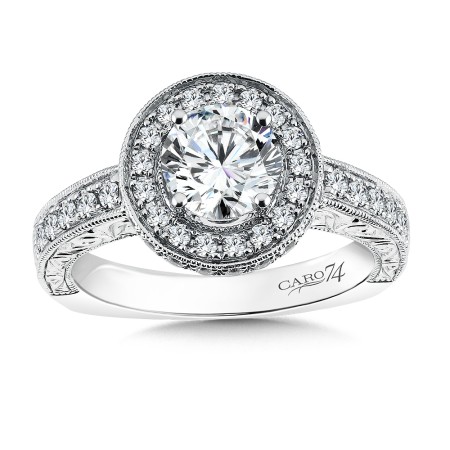 Inspired Vintage Collection Halo Engagement Ring with Side Stones