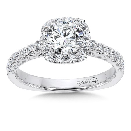 Classic Elegance Collection Halo Engagement Ring with Side Stones