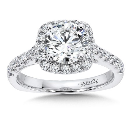 Halo Engagement Ring with Side Stones