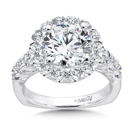 Halo Engagement Ring with Side Stones