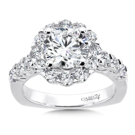 Halo Engagement Ring with Side Stones