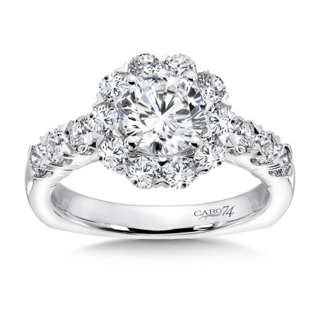 Halo Engagement Ring with Side Stones