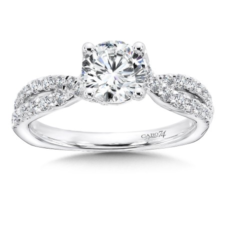 Criss Cross Engagement Ring with Side Stones