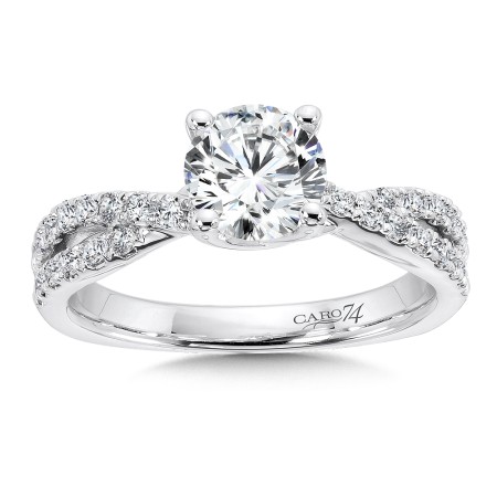 Criss Cross Engagement Ring with Diamond Side Stones