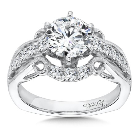 Engagement Ring With Six-Prong Center and Side Stones