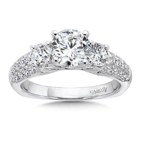 3 Stone Engagement Ring with side stones
