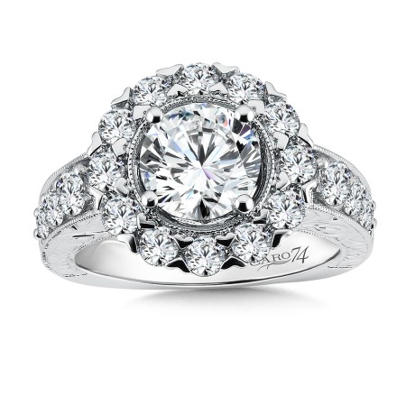 Halo Engagement Ring with Side Stones