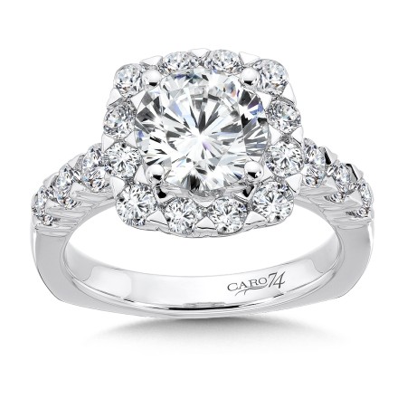 Halo Engagement Ring with Side Stones