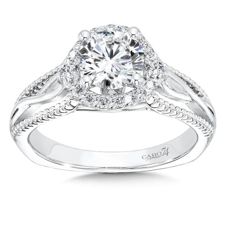 Halo Engagement Ring with Split Shank