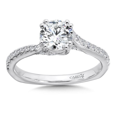 Criss Cross Engagement Ring with Double Prong Center