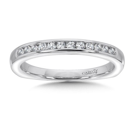 Channel-set Diamond and 14K White Gold Wedding Ring 