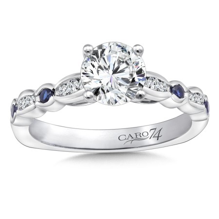 Diamond and Blue Sapphire Engagement Ring