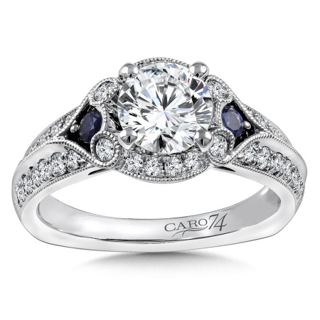 Diamond & Blue Sapphire Engagement Ring