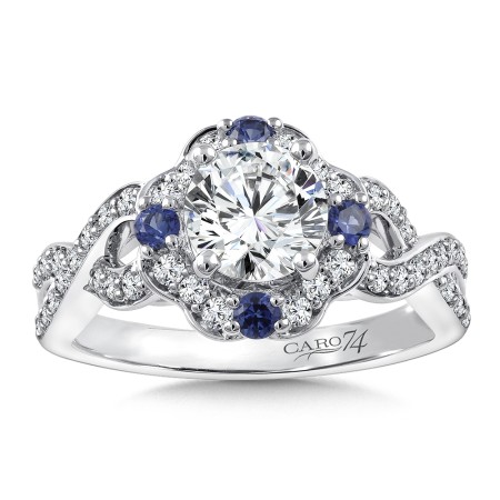 Diamond & Blue Sapphire Engagement Ring